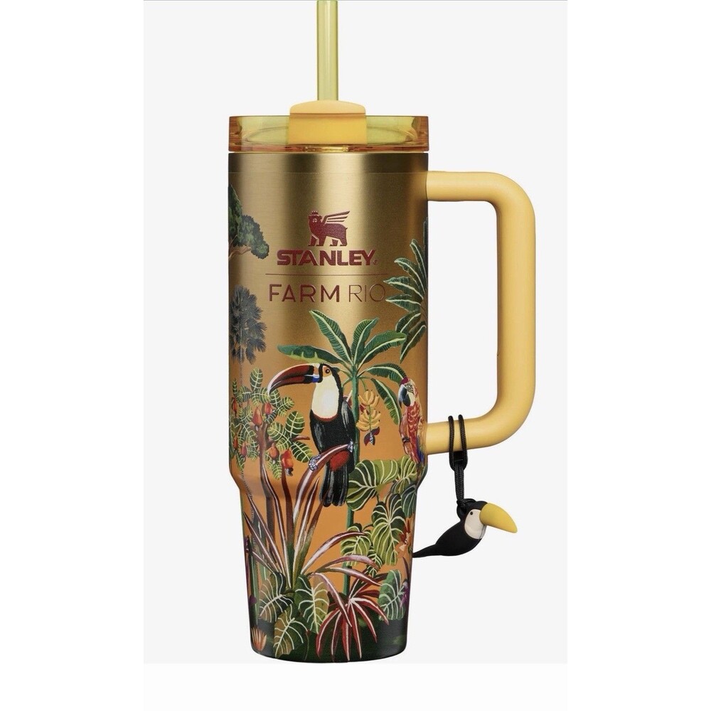 Stanley 1913 Farm Rio Quencher Flow Tumbler 30oz Toucan Tropical Woods In Hand